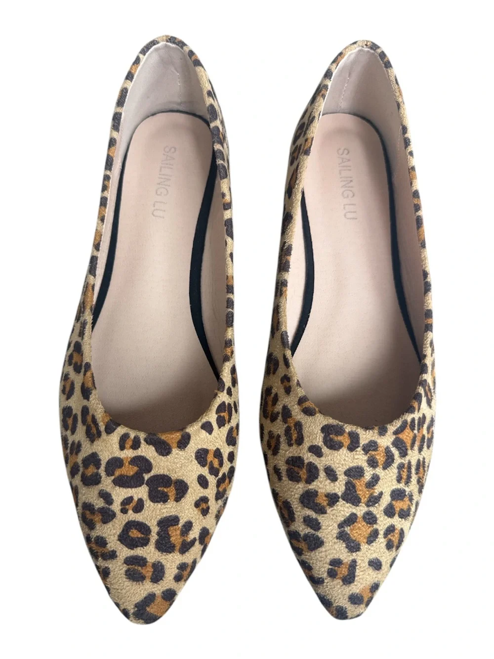 SAILING LU Pointed Toe Chequer Casual Ballet Flats Dressy Flat Shoes